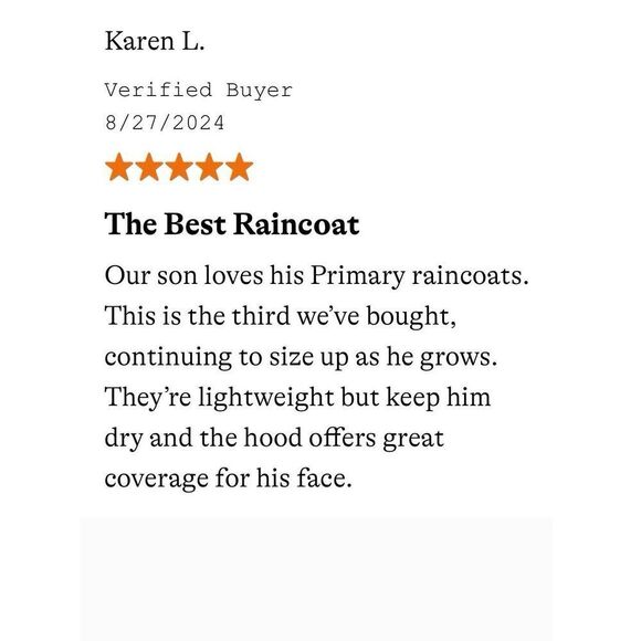 PRIMARY Kids Toddler 12-24 Months Raincoat - Picture 7 of 8